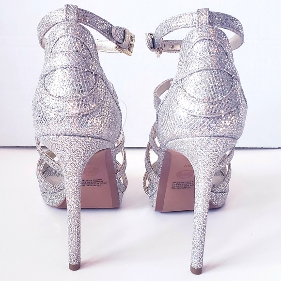 Michael Kors Silver Sparkly Strappy Heels - Picture 6 of 8